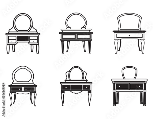 vanity table icon  line art  vector illustration