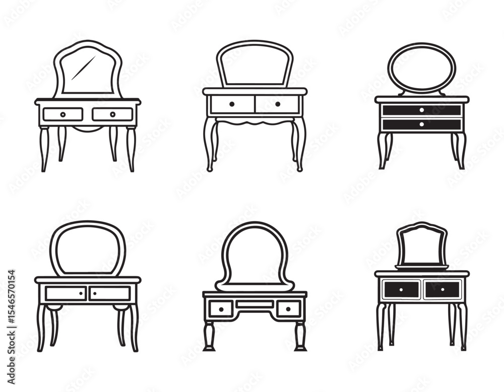 Fototapeta premium vanity table icon line art vector illustration