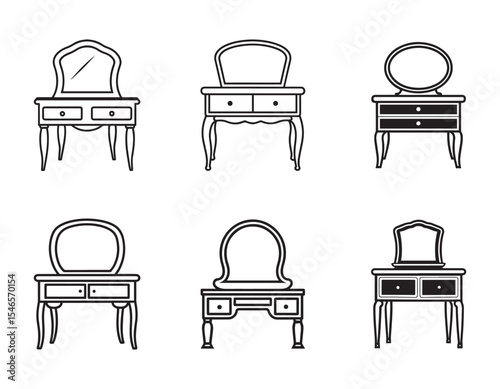 vanity table icon  line art  vector illustration