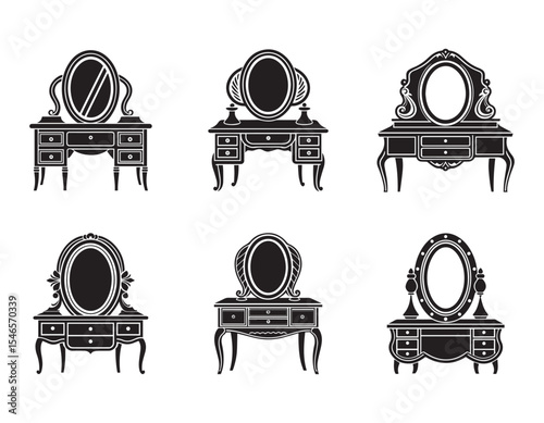 vanity table icon silhouette vector illustration