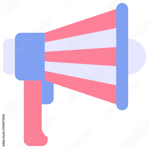 Megaphone, Speaker Printed American Flag, Fourth Of July Icon, Vector Style Flat Icon. 