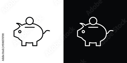 Piggy bank icon in black. flat graphic vector icon