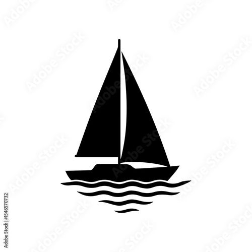 Vector art of a sailboat floats on the water isolated on white background