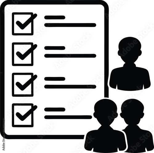 Online class icon vector Line art illustration Attendance Tracker Icon with Student Checklist