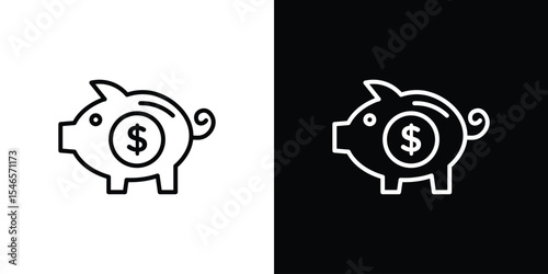 Piggy bank icon in black. flat graphic vector icon