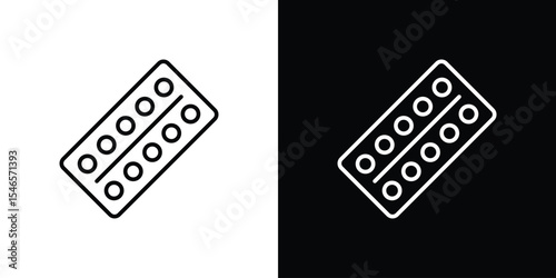 Pill blister pack icon in black. flat graphic vector icon