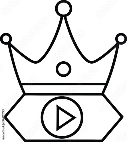 Online class icon vector Line art illustration Masterclass Icon with Crown and Play Button
