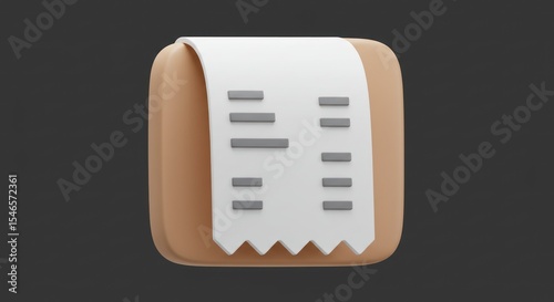 3D Render of a Realistic Receipt Icon for Apps and Websites