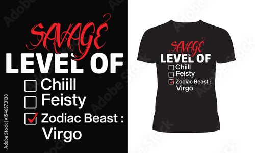 Level of Savage Virgo Astrology T-Shirt