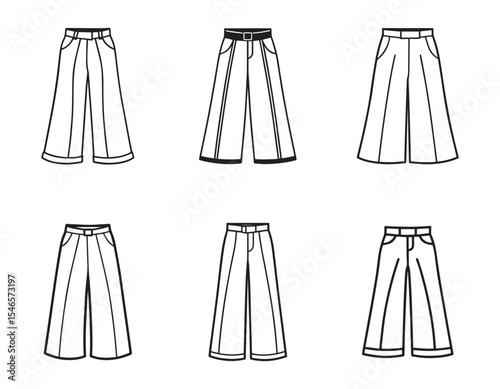 wide leg pants sketch icon line art vector illustration