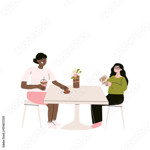 Coffee break with friends in a cozy cafe setting.