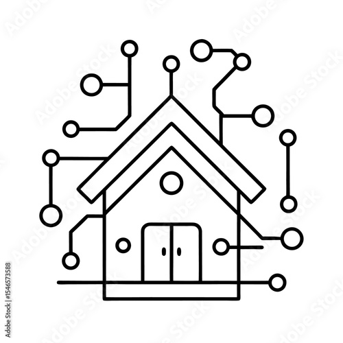 Smart home icon connected house illustration isolated on white background