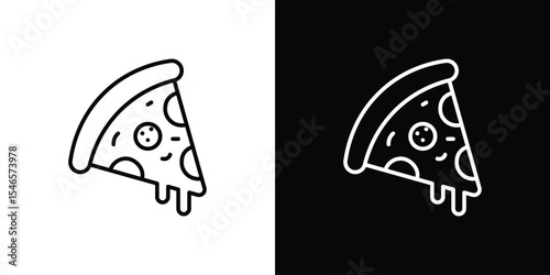 Pizza slice icon in black. flat graphic vector icon