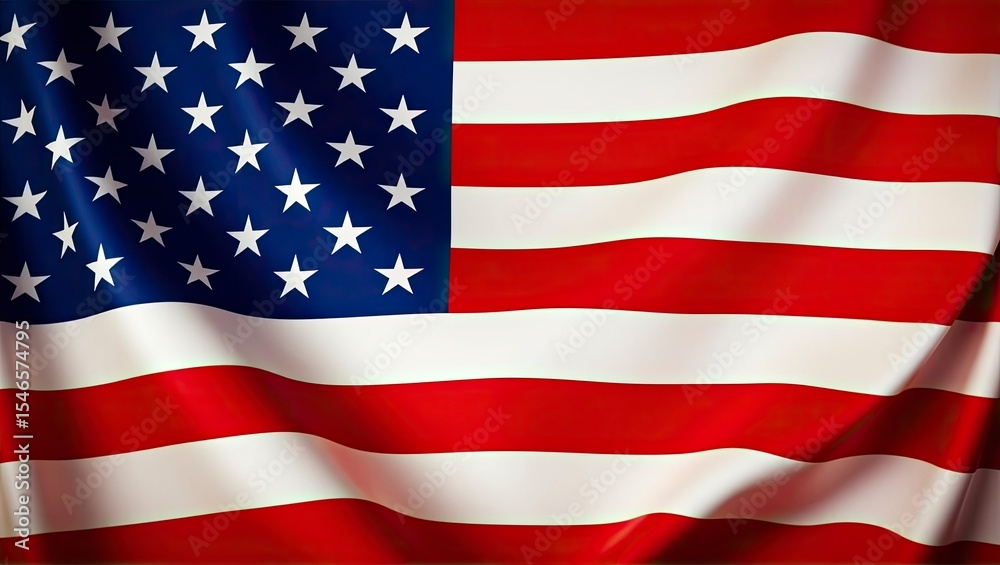 Obraz premium A billowing United States flag with its recognizable star field and stripes