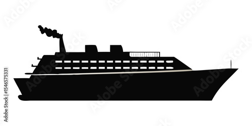 Black silhouette cruise ship icon