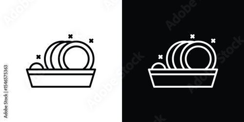 Plate washing icon in black. flat graphic vector icon