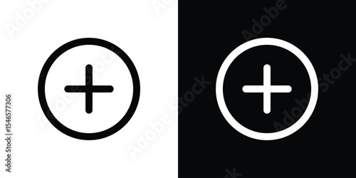 Plus icon in black. flat graphic vector icon