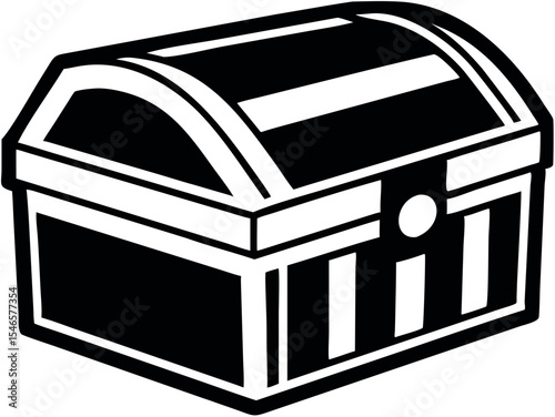wooden treasure chest silhouette,treasure chest flat vector 