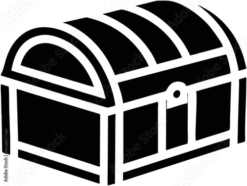 wooden treasure chest silhouette,treasure chest flat vector 
