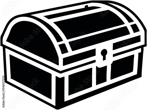wooden treasure chest silhouette,treasure chest flat vector 
