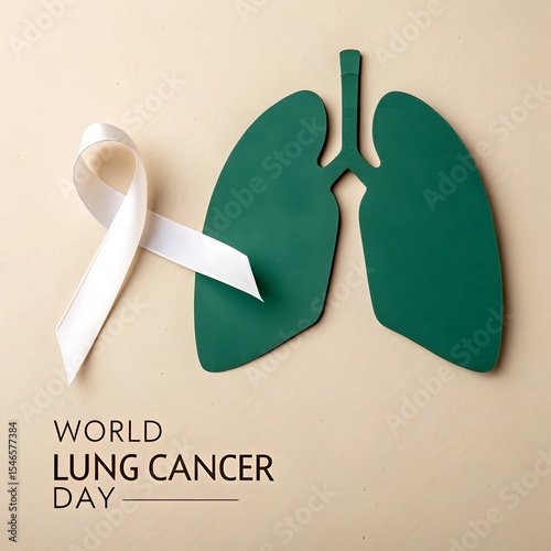 World lung cancer day awareness ribbon and lungs