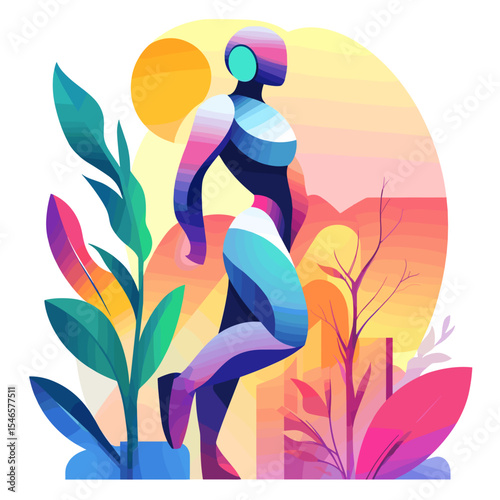 Young woman watering indoor plants while kneeling on the floor  