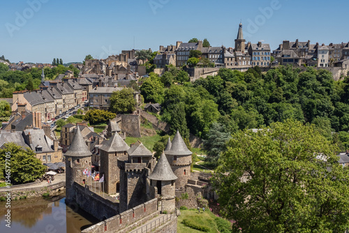 Fougères Castle and historic town center seen from above, Brittany, France