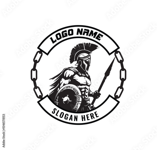 Spartan Fitness Logo with Warrior Helmet and Shield