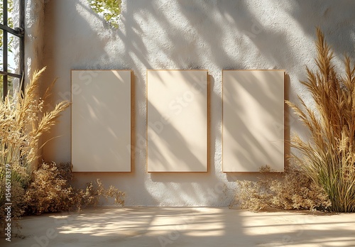 Elegant Triptych Canvas Mockup Minimalist Design