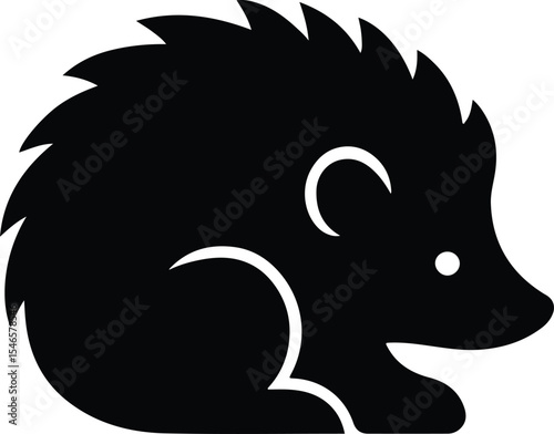 Silhouette hedgehog adorable animal black and white design vector illustration