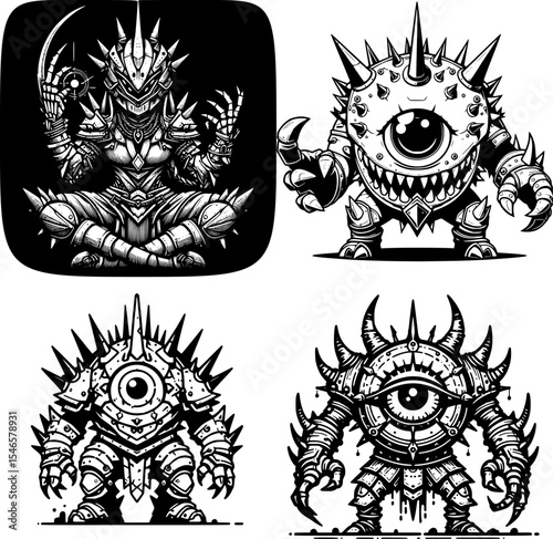 collection of enemy mini boss character, ideal for game concept art, print projects, and digital design inspiration