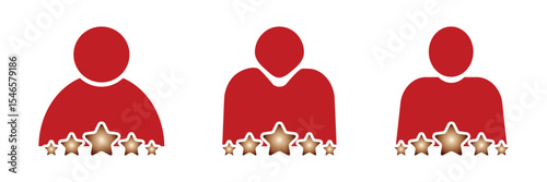 Five star customer rating icon.