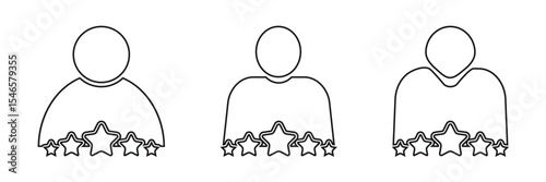 Customer loyalty icon line art, vector set