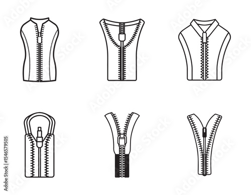 zipper details sketch icon line art vector illustration