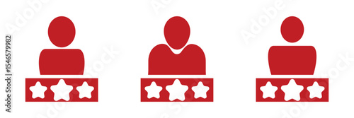 Customer review flat vector icon with user ratings