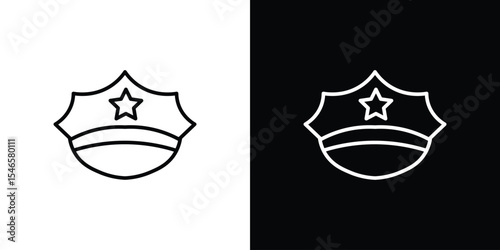 Police cap icon in black. flat graphic vector icon