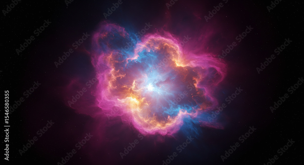Obraz premium Isolated Colorful Nebula in Deep Space – High Resolution Cosmic Cloud with Vivid Colors and Starless Background for Sci-Fi, Astronomy, and Outer Space Art Projects