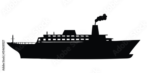 Black silhouette cruise ship icon