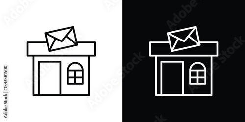 Post office icon in black. flat graphic vector icon
