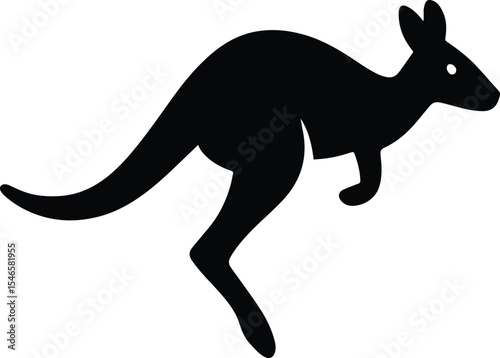 Silhouette kangaroo jumping black shape mammal outline vector illustration