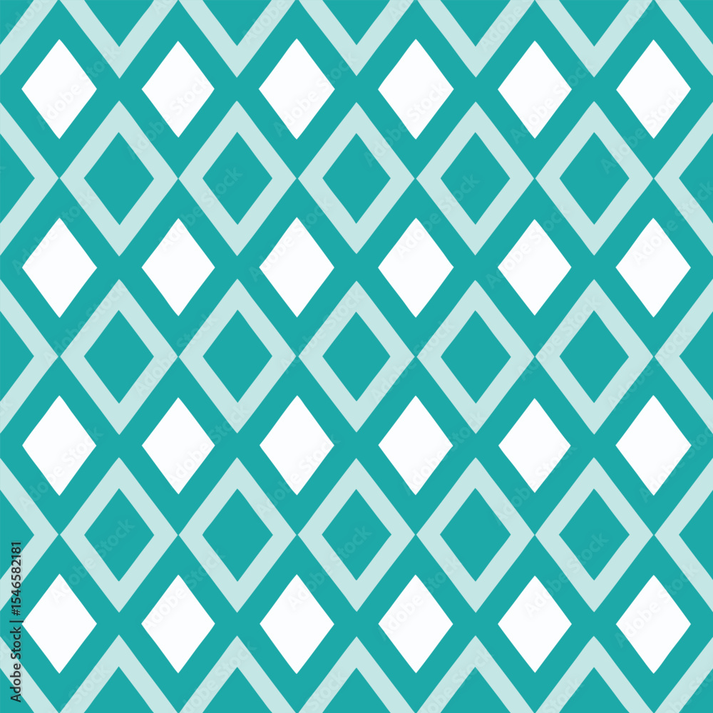 Fototapeta premium Seamless Teal and White Diamond Lattice Geometric Pattern