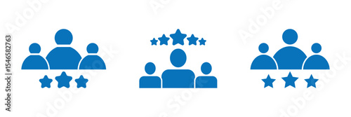 Customer review flat vector icon with user ratings