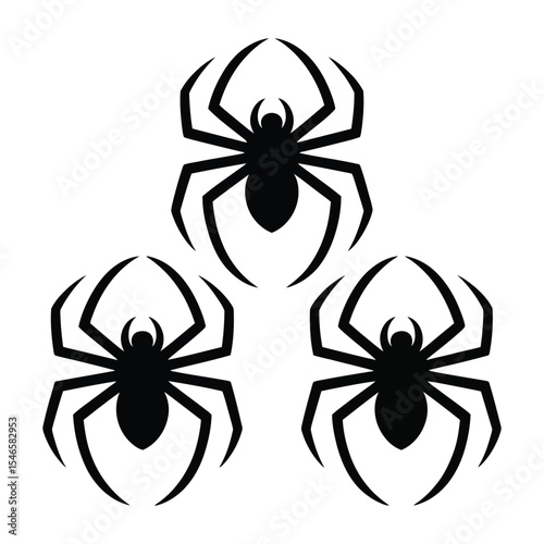 Three Black Stylized Spiders Triangle Arrangement black spider
