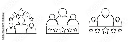 Five star customer rating icon.