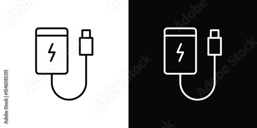 Power bank icon in black. flat graphic vector icon