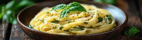 Wallpaper Mural Italian pasta with pesto on rustic plate Torontodigital.ca