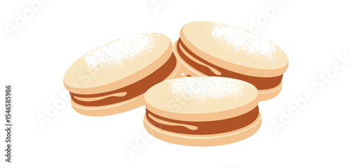 Delicious Alfajores Cookies with Dulce de Leche Filling