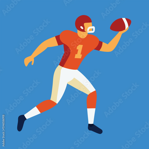 Dynamic Quarterback Throwing American football player with ball vector art