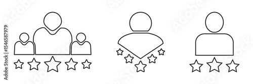 Customer loyalty icon line art, vector set
