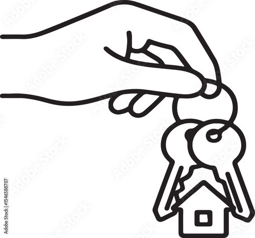 Outline Vector of Hand Holding Keys – Minimal Icon for Real Estate and Security